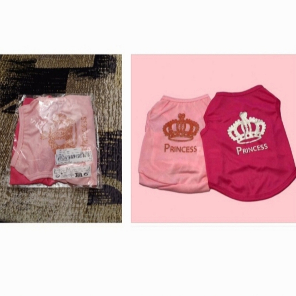 4/$40 New Pink "Princess" Dog Tank Tops - Size XS, Set Of 2